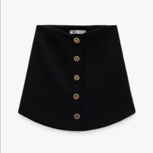 ZARA Mini Skirt with Gold Buttons (S, BLACK)